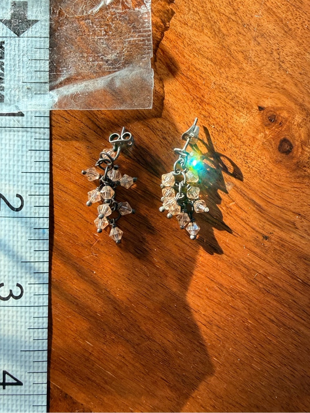 Crystal Cluster Drop Earrings - Pink Tone